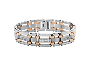 0.75ctw Diamond Two-Tone Stainless Steel Link Bracelet