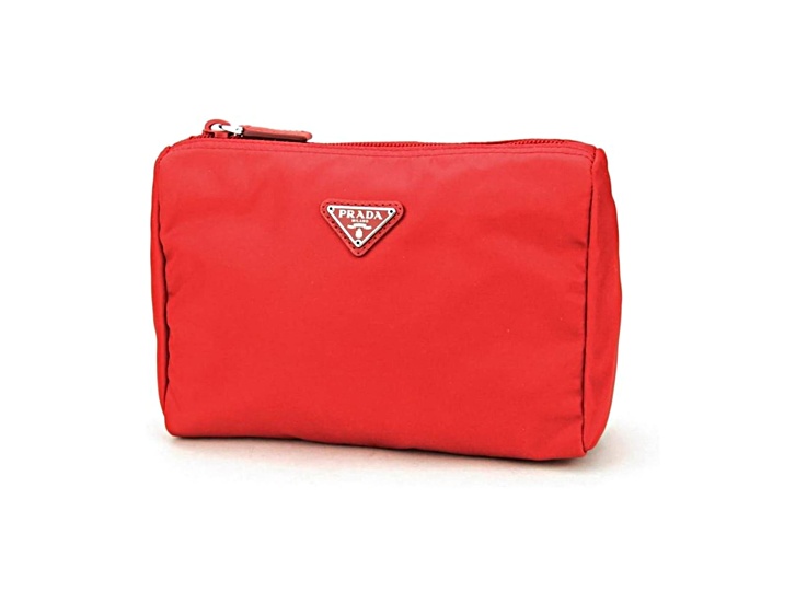Prada Re-Nylon Triangle Rosso Red Small Cosmetic Pouch