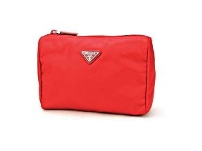 Prada Re-Nylon Triangle Rosso Red Small Cosmetic Pouch Clutch Bag