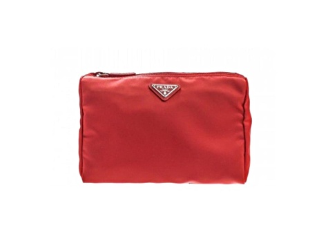 Prada Re-Nylon Triangle Rosso Red Small Cosmetic Pouch