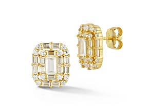 Rachel Zoe 14K Yellow Gold Over Sterling Silver Baguette Cubic Zirconia Cluster Studs