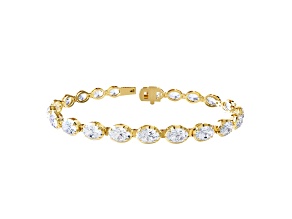White Lab-Grown Diamond EF VVS-VS 14k Yellow Gold Fancy Tennis Bracelet 11.00ctw
