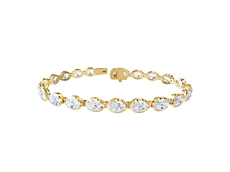 White Lab-Grown Diamond EF VVS-VS 14k Yellow Gold Fancy Tennis Bracelet 11.00ctw