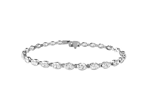 14k White Gold 11ctw Oval Lab Grown Diamond Fancy Tennis Bracelet 7" VVS-VS, E-F