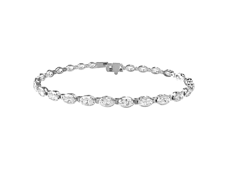White Lab-Grown Diamond EF VVS-VS 14k White Gold Fancy Tennis Bracelet 11.00ctw