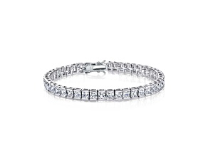 Clear Cubic Zirconia, Rhodium Plated over Brass Tennis Bracelet