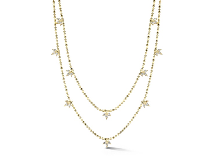 Sterling Statements 14K Yellow Gold Over Sterling Silver Cubic Zirconia Double Layer Charm Necklace