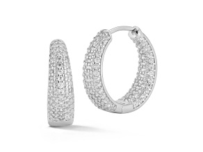Rachel Zoe Rhodium Over Brass Pave Graduated Inside Out Hoops