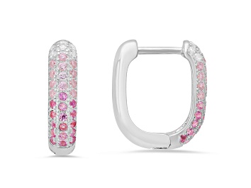 Picture of Pink And White Cubic Zirconia Rhodium Over Sterling Silver Earrings 0.42ctw
