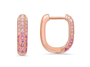 Pink And White Cubic Zirconia 14k Rose Gold Over Sterling Silver Earrings 0.42ctw