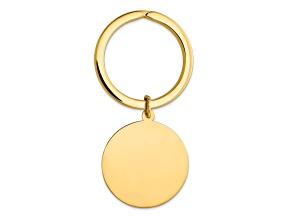 14K Yellow Gold Round High Polished Disc Key Ring