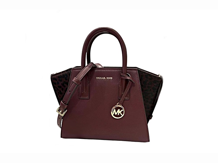 Michael Kors Avril Small Leather Top Zip Crossbody Satchel Handbag