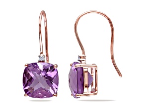 Amethyst and Diamond 10K Pink Gold Earrings 7.02ctw