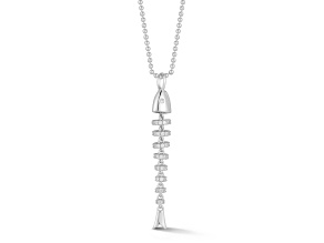 Rachel Zoe Rhodium Over Sterling Silver Pave Fish Bone Pendant Necklace