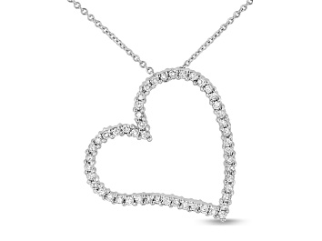 Picture of 0.50ctw Diamond Heart Shaped Pendant with chain in 14k White Gold