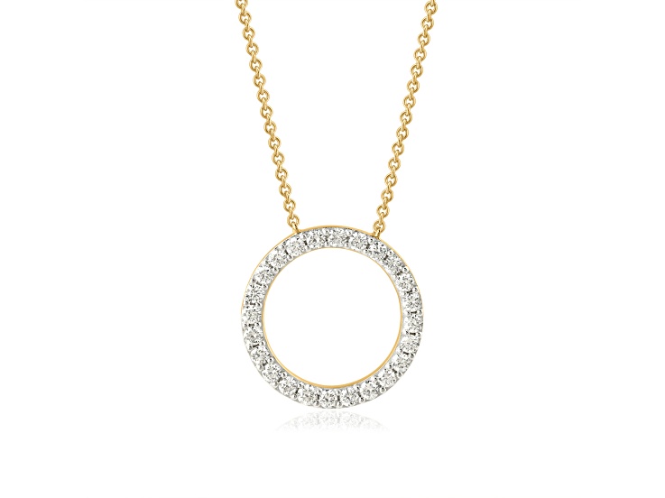 White Lab-Grown Diamond F-G SI 14K Yellow Gold Over Silver "O" Initial Station Necklace 0.50ctw