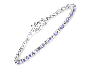Violet Tanzanite Rhodium Over Sterling Silver Link Bracelet 3.78ctw
