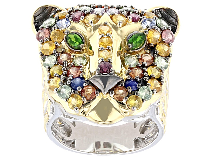 hana Multi Sapphire Rhodium & 24K Yellow Gold Over Palladium