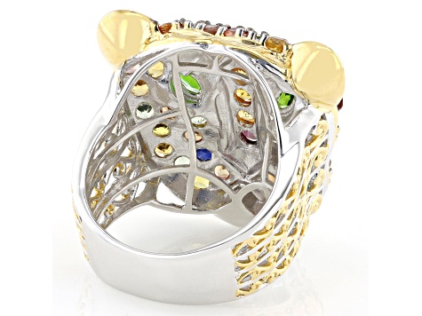 Multi Sapphire Rhodium & 24K Yellow Gold Over Palladium