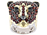 Red Garnet, Black Spinel Rhodium & 24K Yellow Gold Over