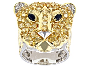 Golden Citrine, Spinel Rhodium & 24K Yellow Gold Over Palladium Sterling Silver Ring 2.68ctw