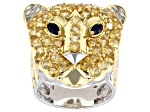 Golden Citrine, Spinel Rhodium & 24K Yellow Gold Over Palladium Sterling Silver Ring 2.68ctw
