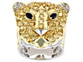 Golden Citrine, Spinel Rhodium & 24K Yellow Gold Over Palladium Sterling Silver Ring 2.68ctw