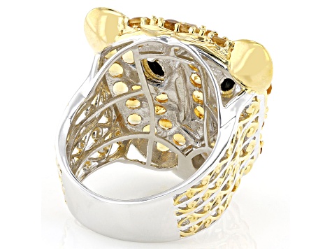 Golden Citrine, Spinel Rhodium & 24K Yellow Gold Over Palladium Sterling Silver Ring 2.68ctw