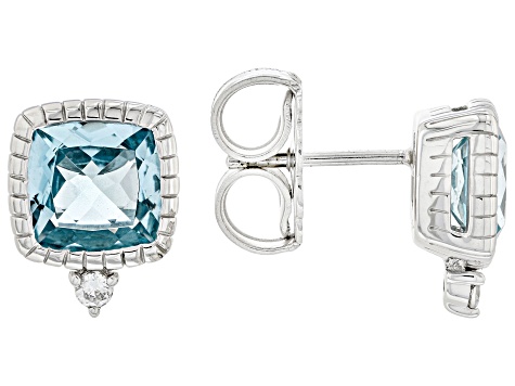 Judith Ripka 3.00ctw Sky Blue Topaz and Bella Luce® Rhodium Over Sterling Silver Stud Earrings