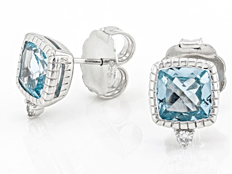 Judith Ripka 3.00ctw Sky Blue Topaz and Bella Luce® Rhodium Over Sterling Silver Stud Earrings