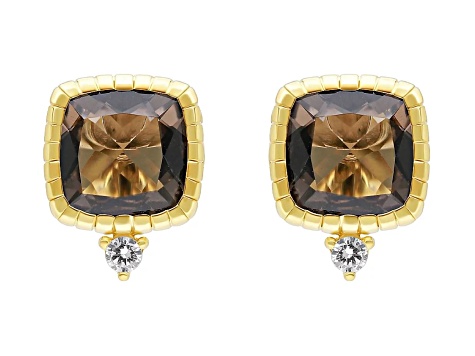 Judith Ripka 2.30ctw Smoky Quartz and Bella Luce® 14K Gold Clad Stud Earrings