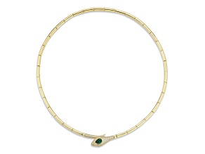 Rachel Zoe 14K Yellow Gold Over Sterling Silver Pave Snake Collar Necklace with Cubic Zirconia