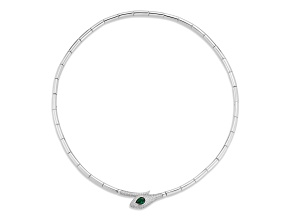 Rachel Zoe Rhodium Over Sterling Silver Pave Snake Collar Necklace with Cubic Zirconia