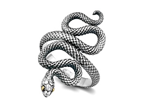 Silver Treasures By Samuel B. Sterling Silver With 18k Yellow Gold Snake Ring