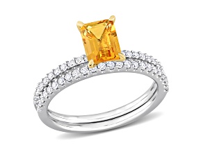 Citrine and Diamond 14K Yellow Gold Bridal Ring 1.48ctw