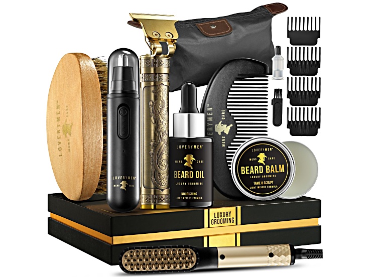 LoveryMEN Ultimate Luxury Mens Beard Grooming Kit 8pc Gift Set