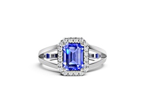 14K White Gold Tanzanite and Diamond Ring 1.04 ctw