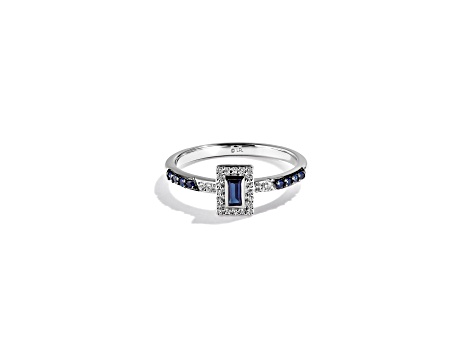 Star Wars™ Fine Jewelry R2 Series Blue Sapphire &  White Diamond Rhodium Over Silver Ring 0.33ctw