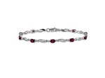 Rhodium Over 14k White Gold Diamond and Ruby Bracelet