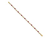 14k Yellow Gold and Rhodium Over 14k Yellow Gold Diamond and Oval Ruby Bracelet