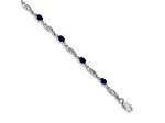 Rhodium Over 14k White Gold Diamond and Sapphire Bracelet