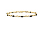 14k Yellow Gold and Rhodium Over 14k Yellow Gold Diamond and Oval Sapphire Bracelet