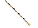 14k Yellow Gold and Rhodium Over 14k Yellow Gold Diamond and Oval Sapphire Bracelet