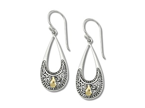 Silver Treasures by Samuel B. Sterling Silver with 18K Yellow Gold Open Drop Earrings