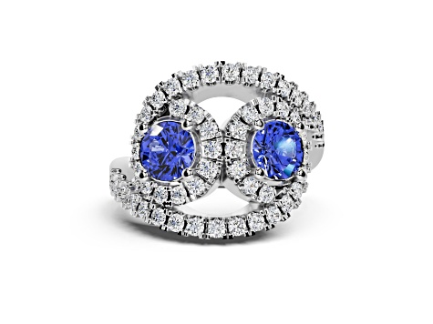 14K White Gold Tanzanite and Diamond Ring 1.28 ctw