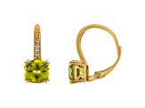 10K Yellow Gold Peridot and Diamond Leverback Earrings 2.70ctw