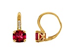 10K Yellow Gold Pink Topaz and Diamond Leverback Earrings 2.76ctw
