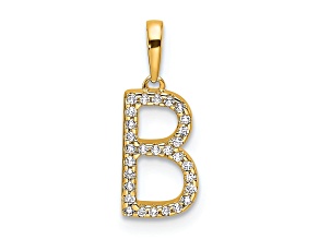 10k Yellow Gold Diamond Letter B Initial Pendant