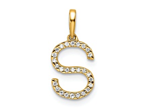 10k Yellow Gold Diamond Letter S Initial Pendant