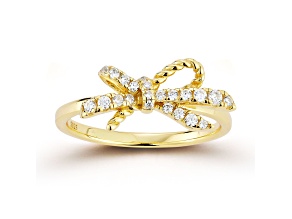 Rachel Zoe 14K Yellow Gold Over Sterling Silver Cubic Zirconia Dainty Bow Ring